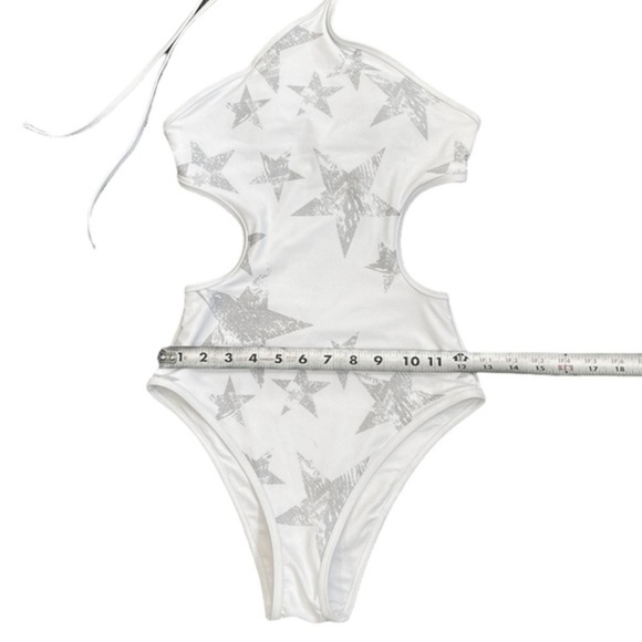 Aerie White Silver Stars Cut Out One Piece Swimsuit - Picture 6 of 7
